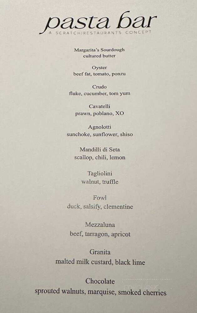 Pasta|Bar - Los Angeles, CA menu_pic