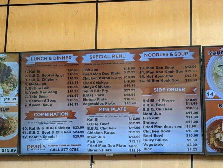 Pearls Bar-B-Q - Kahului, HI menu_pic