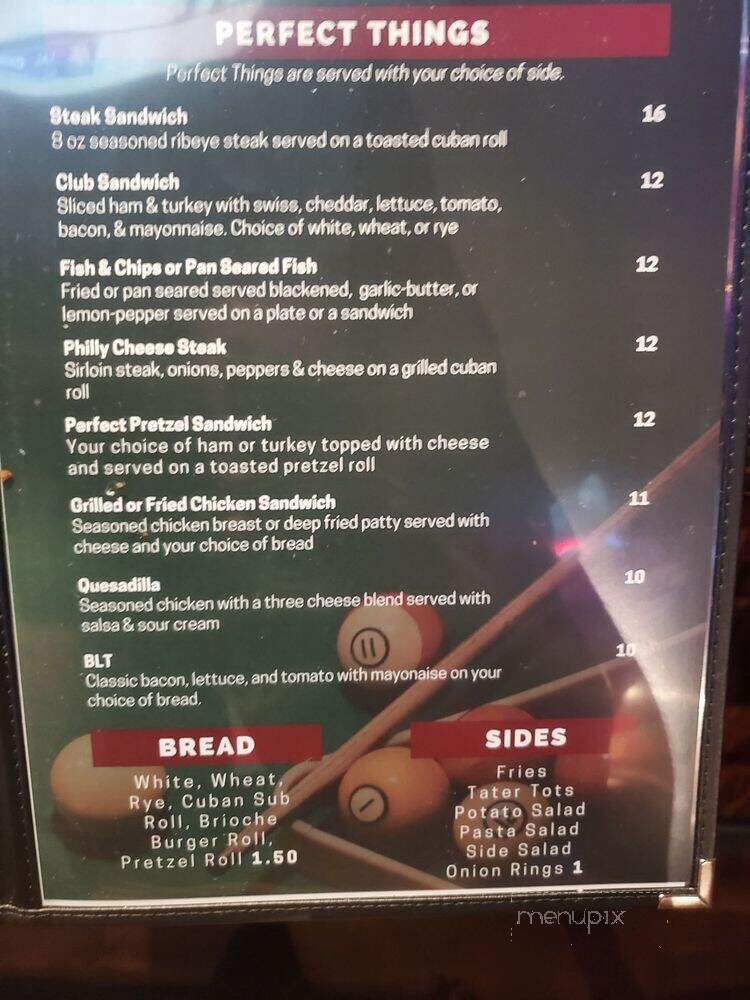 Perfect Rack Billiards - Jacksonville, FL menu_pic