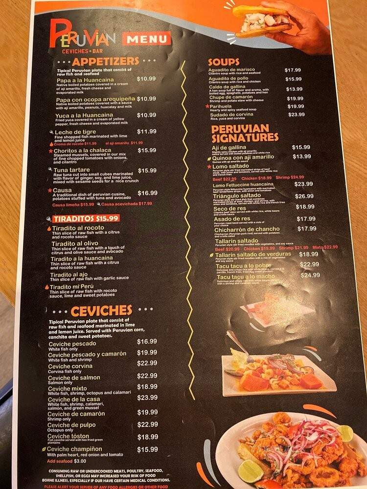 Peruvian Ceviches + Bar - Kendall, FL menu_pic