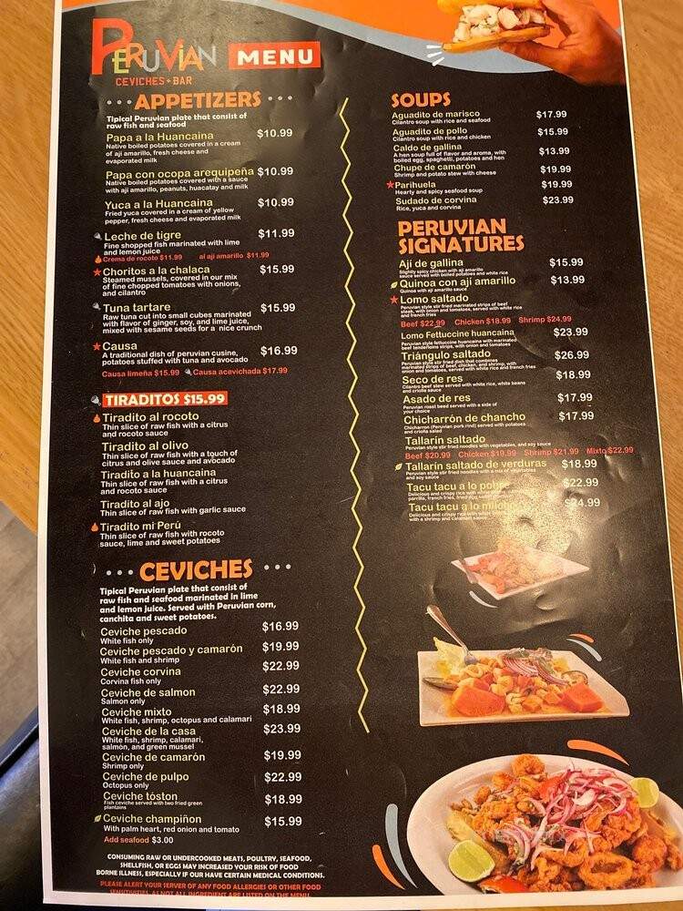 Peruvian Ceviches + Bar - Kendall, FL menu_pic