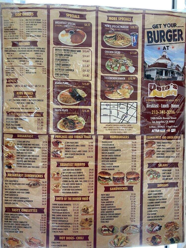 Pete's Burgers - Los Angeles, CA menu_pic