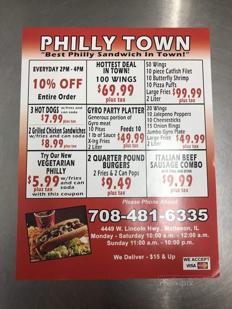 Philly Town - Matteson, IL menu_pic