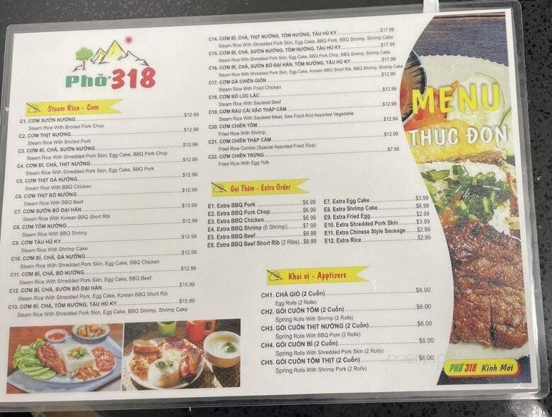 Pho 318 - Fountain Valley, CA menu_pic