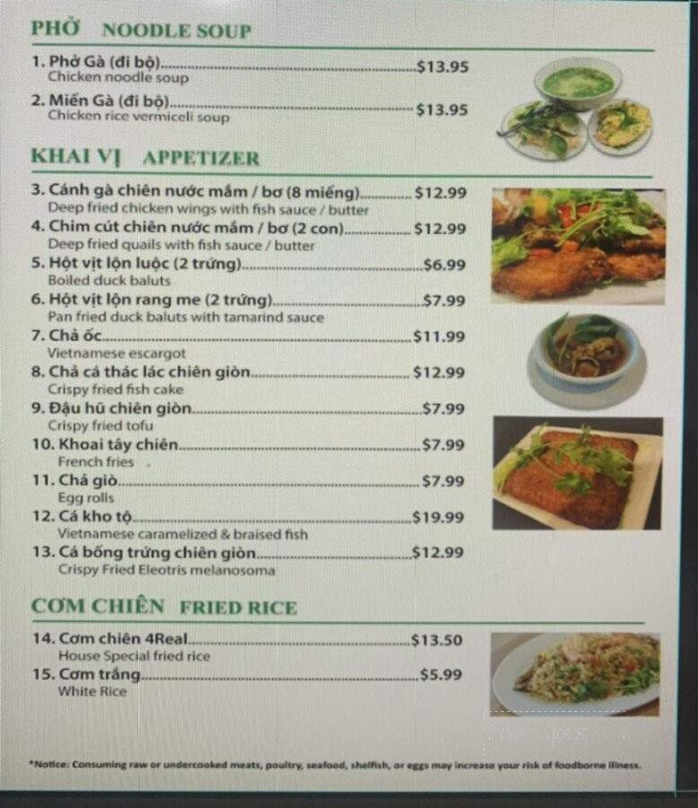 Pho 4 Real - Las Vegas, NV menu_pic