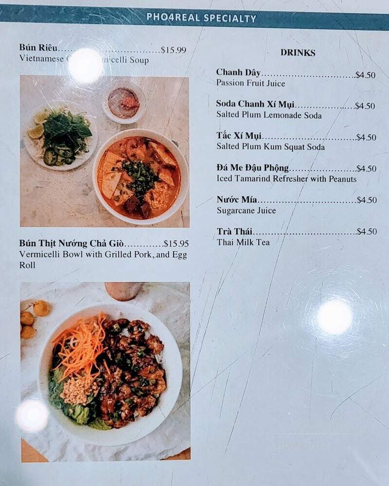 Pho4real - Las Vegas, NV menu_pic