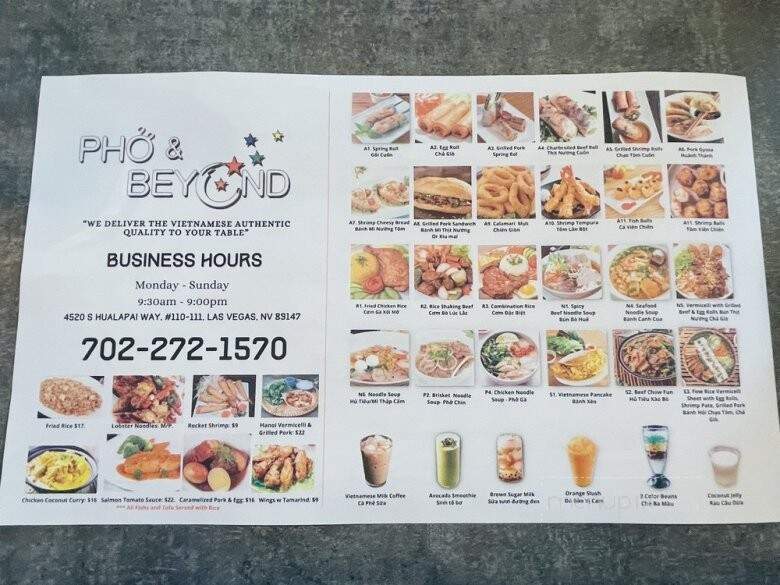 Pho & Beyond - Las Vegas, NV menu_pic