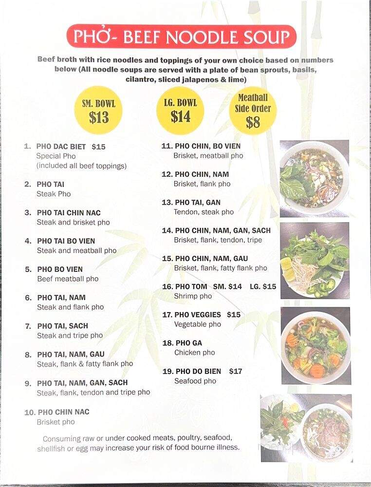 Pho Ben - York, PA menu_pic