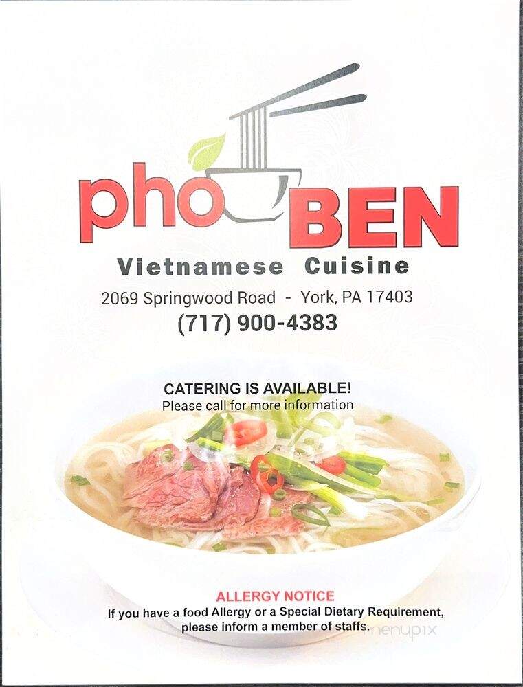 Pho Ben - York, PA menu_pic