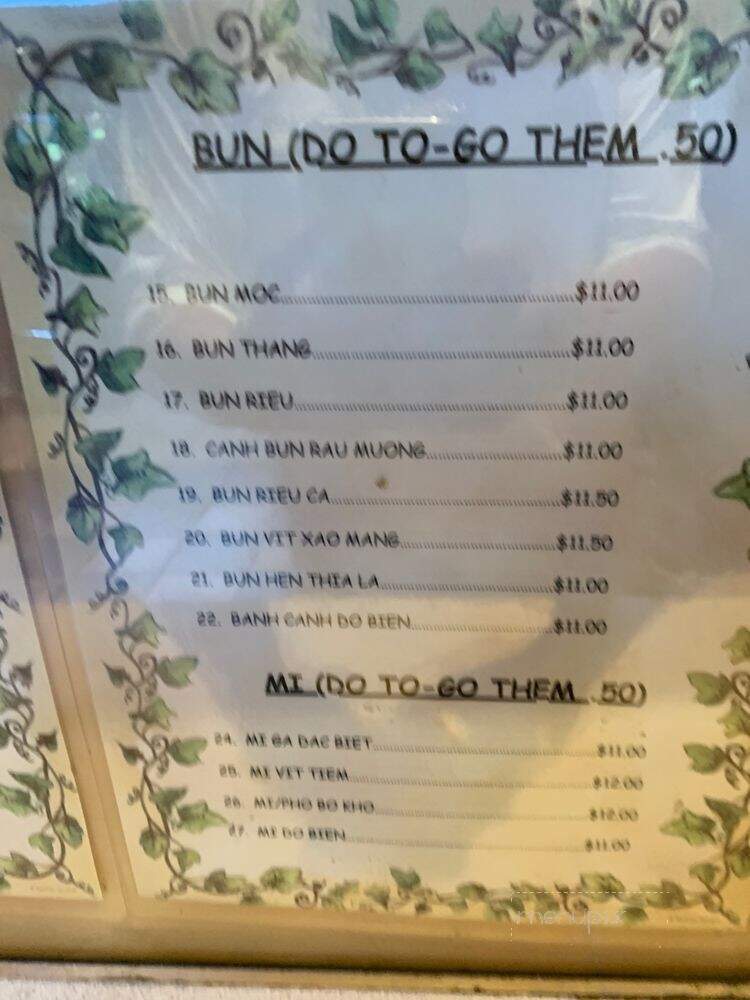 Pho Ga Hung - San Jose, CA menu_pic