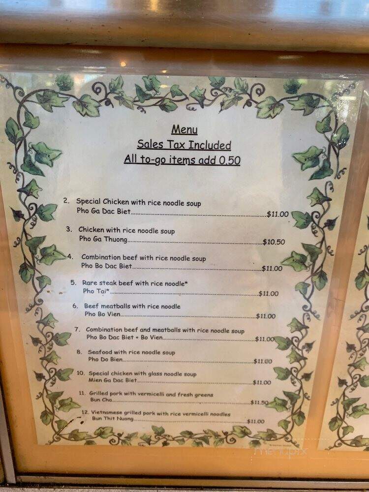 Pho Ga Hung - San Jose, CA menu_pic