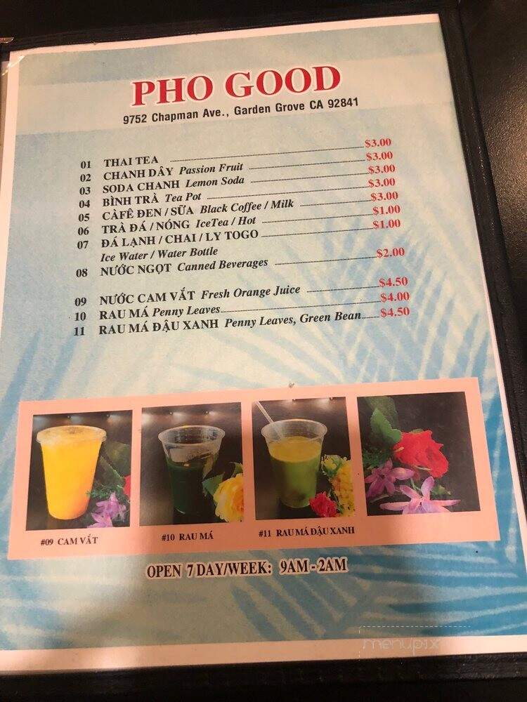Pho Good - Garden Grove, CA menu_pic