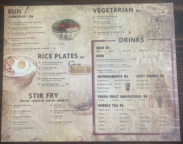Pho Thien Ky - Shoreline, WA menu_pic