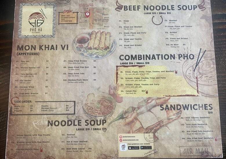 Pho Thien Ky - Shoreline, WA menu_pic