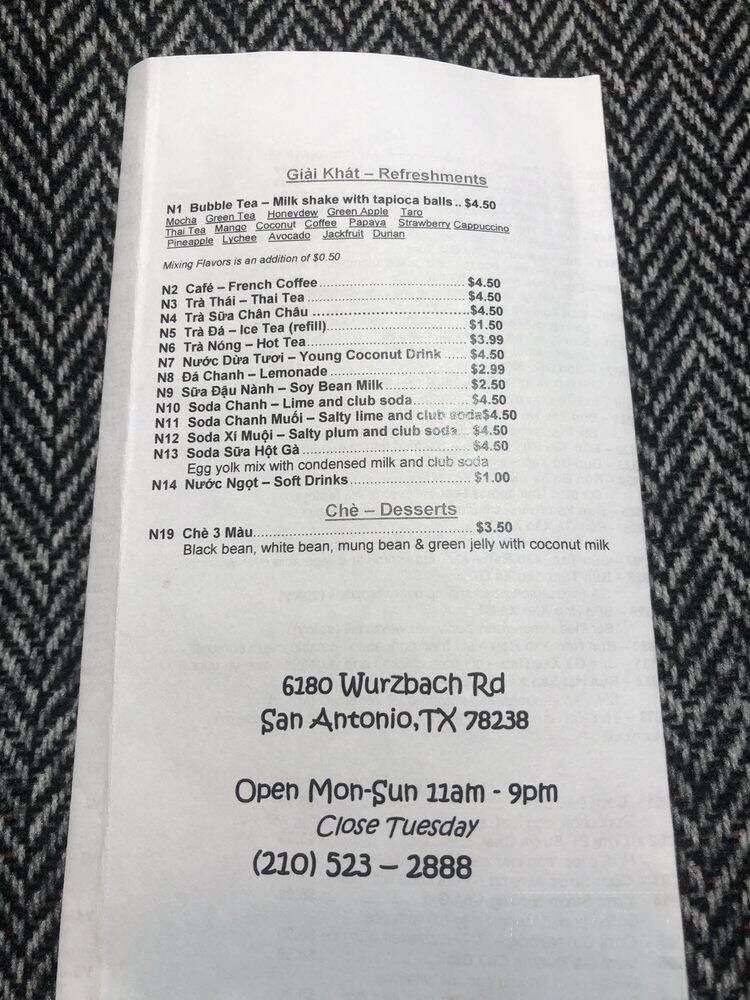 Pho San Antonio - San Antonio, TX menu_pic