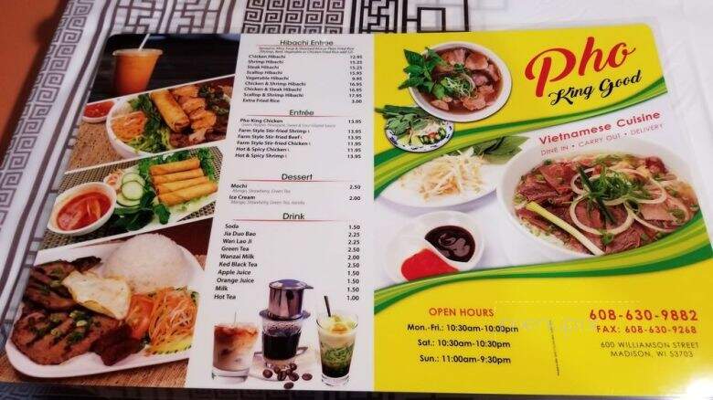 Pho King Good - Madison, WI menu_pic