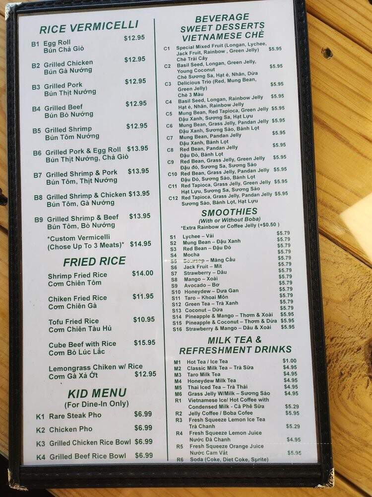 Pho La Sen - San Leandro, CA menu_pic