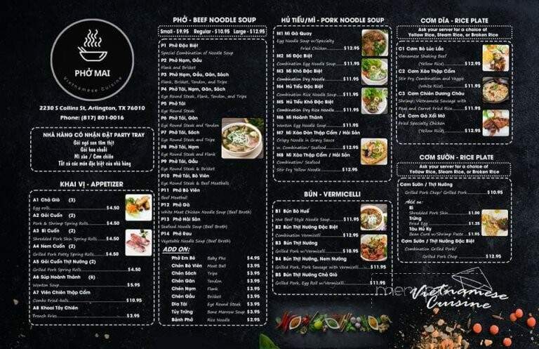 Sao Mai - Arlington, TX menu_pic