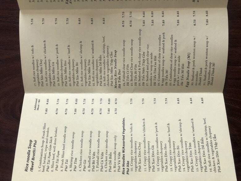 Pho Mai - Whittier, CA menu_pic