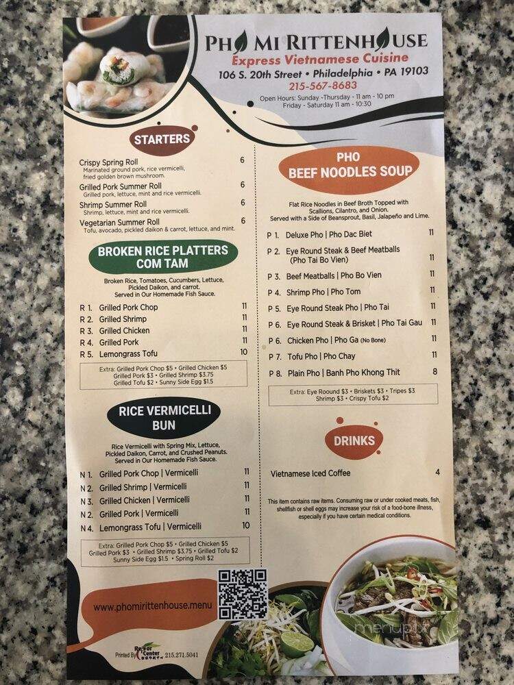 Pho Mi Rittenhouse - Philadelphia, PA menu_pic
