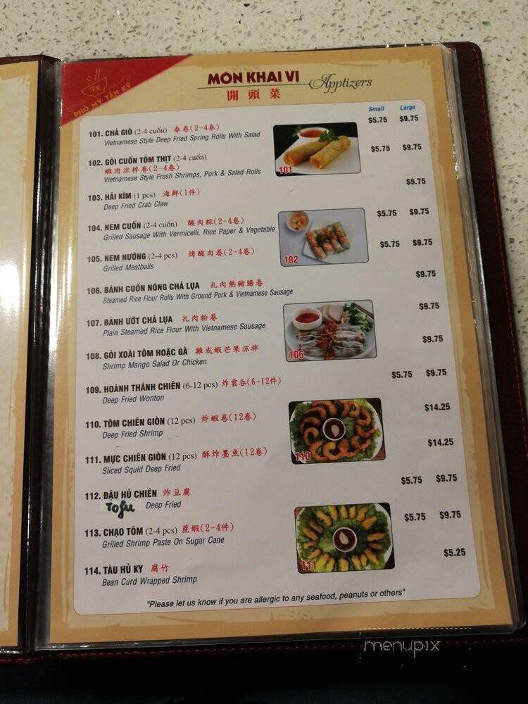 Pho My Tan Ky - Niagara Falls, ON menu_pic