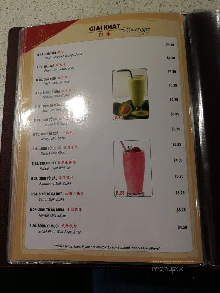 Pho My Tan Ky - Niagara Falls, ON menu_pic