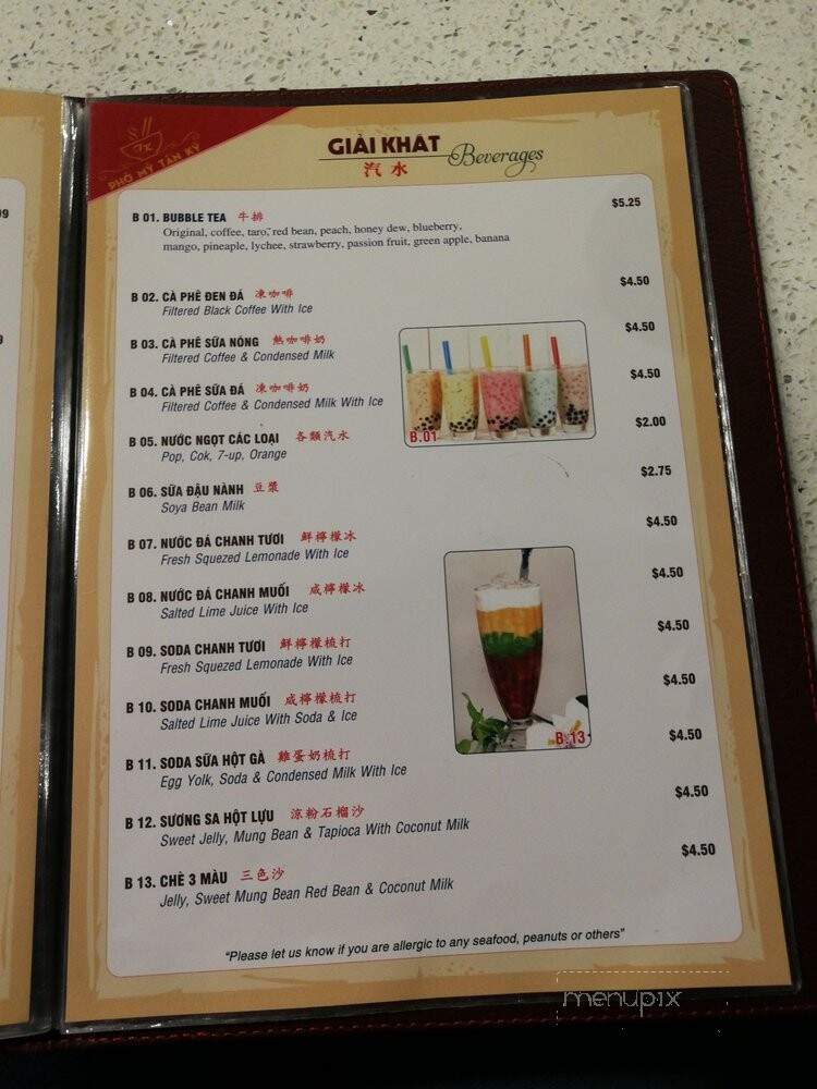 Pho My Tan Ky - Niagara Falls, ON menu_pic