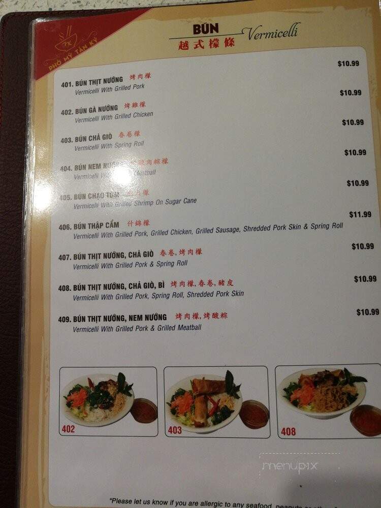 Pho My Tan Ky - Niagara Falls, ON menu_pic