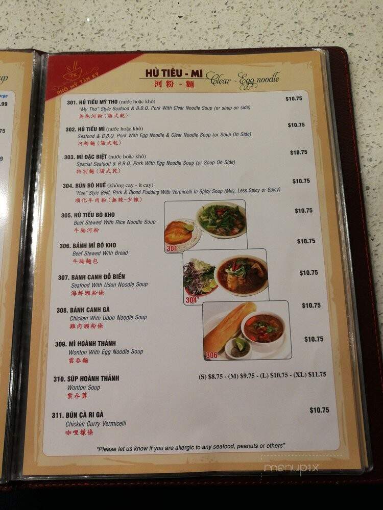Pho My Tan Ky - Niagara Falls, ON menu_pic