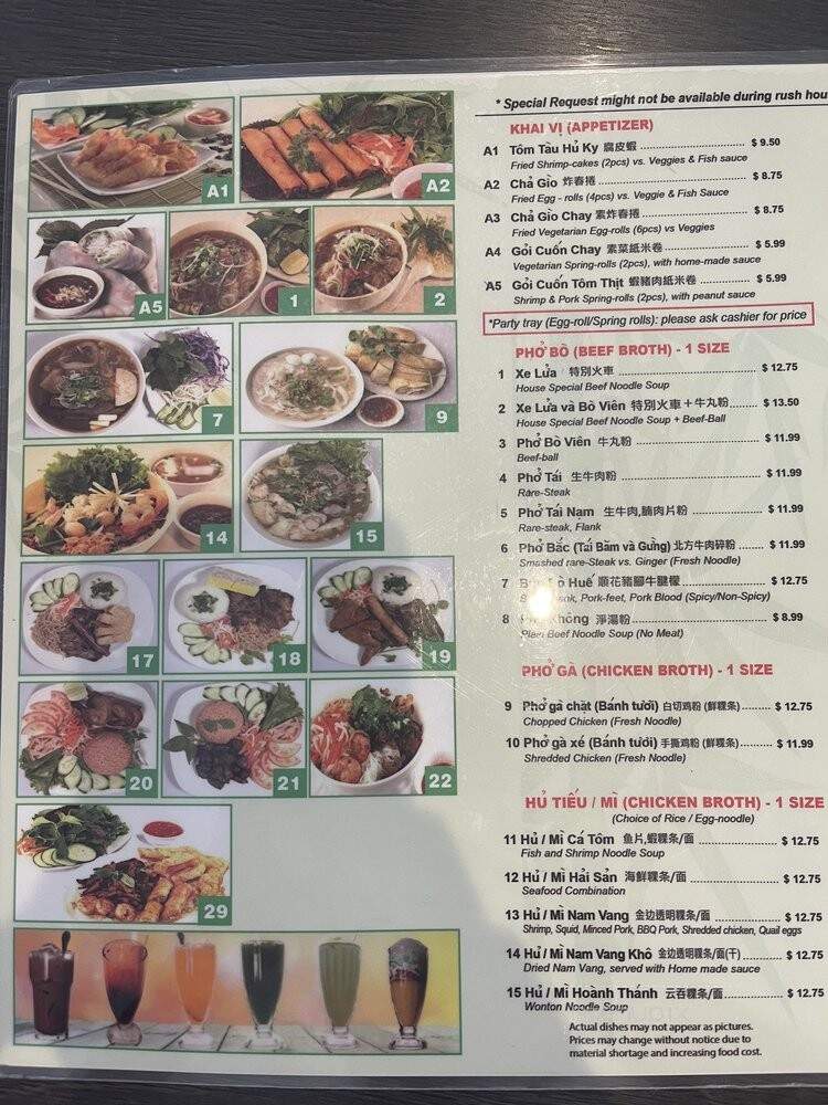 Pho Pasteur - Rosemead, CA menu_pic