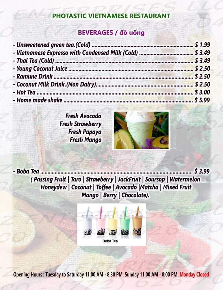 Photastic - Vero Beach, FL menu_pic