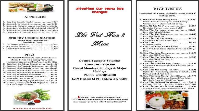 Pho Viet Nam 2 - Mesa, AZ menu_pic