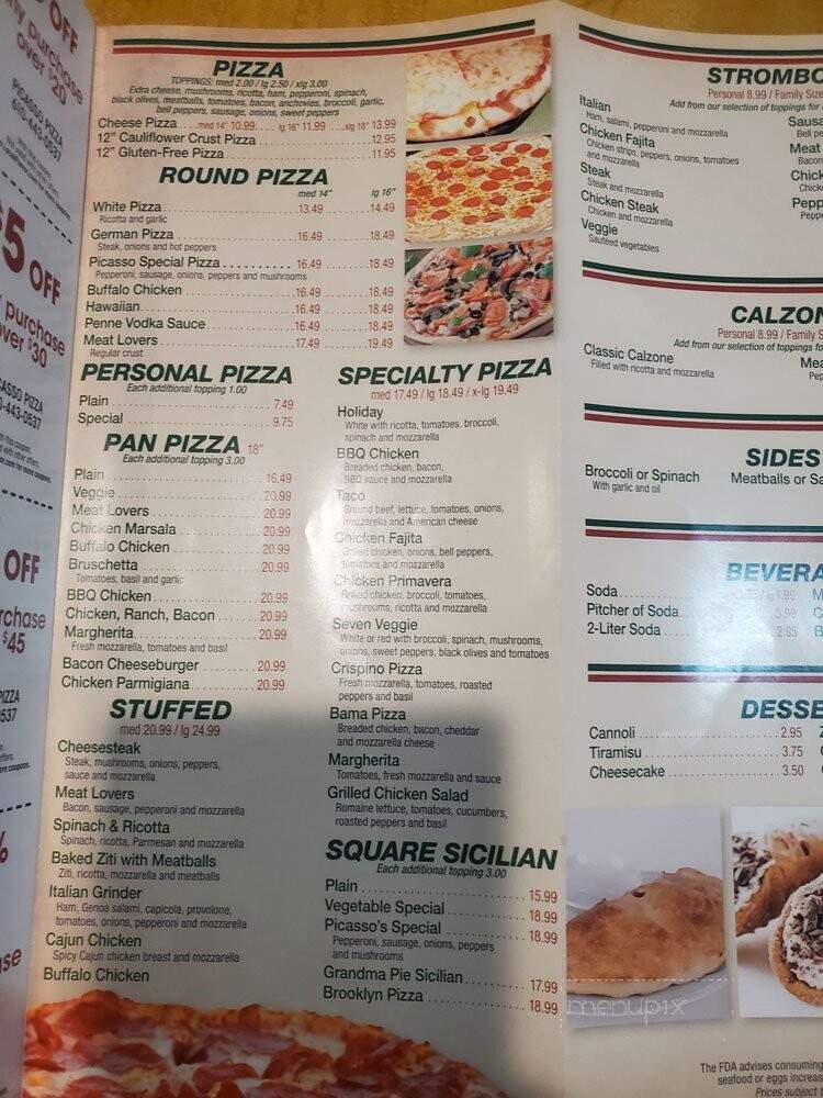 Picasso Pizza III - Allentown, PA menu_pic