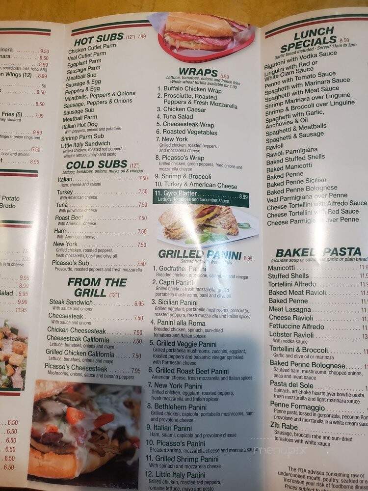 Picasso Pizza III - Allentown, PA menu_pic