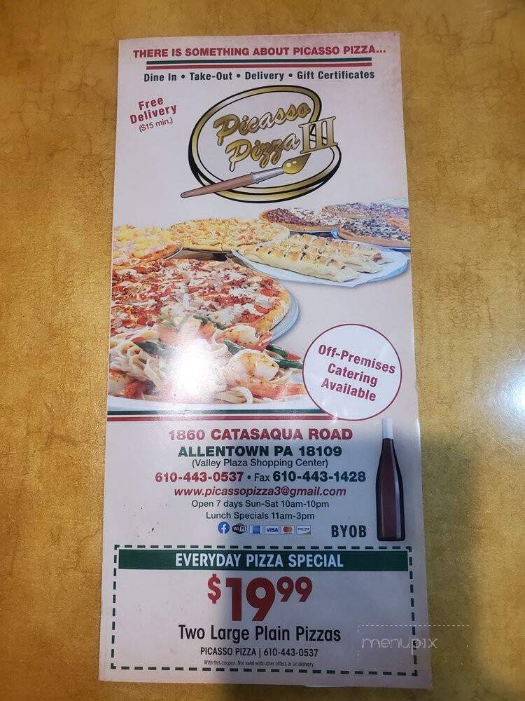 Picasso Pizza III - Allentown, PA menu_pic