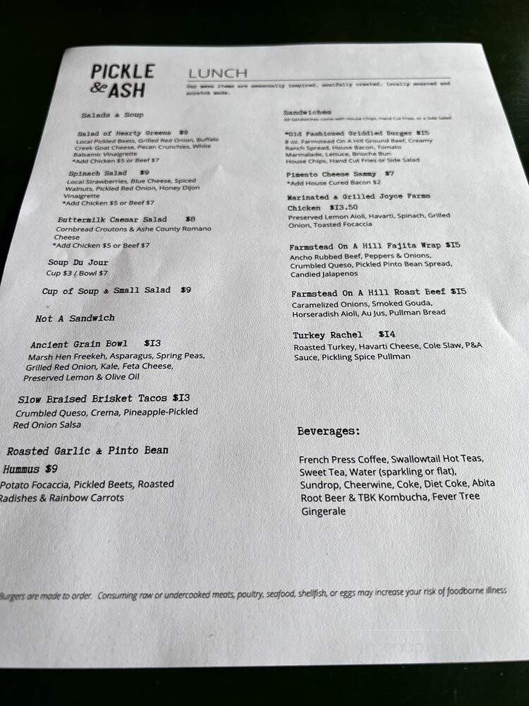 Pickle and Ash - Stuart, VA menu_pic