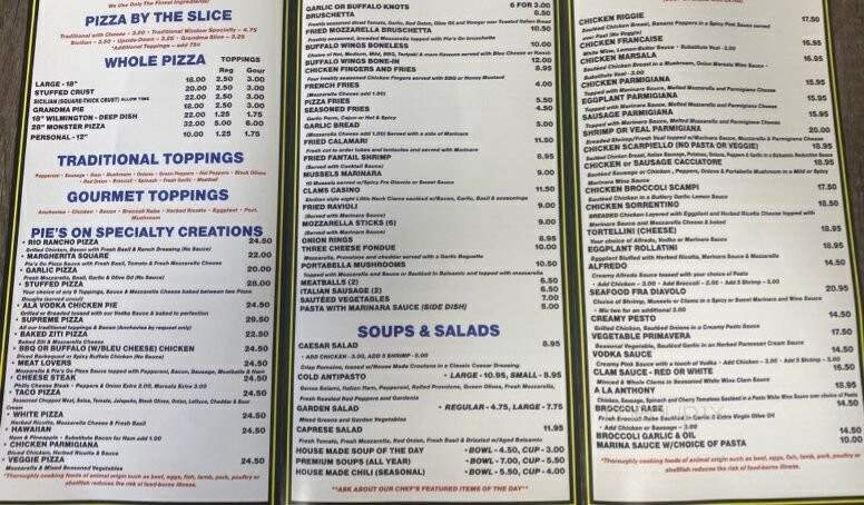 Pie's On Pizzeria & Grill - Wilmington, NC menu_pic