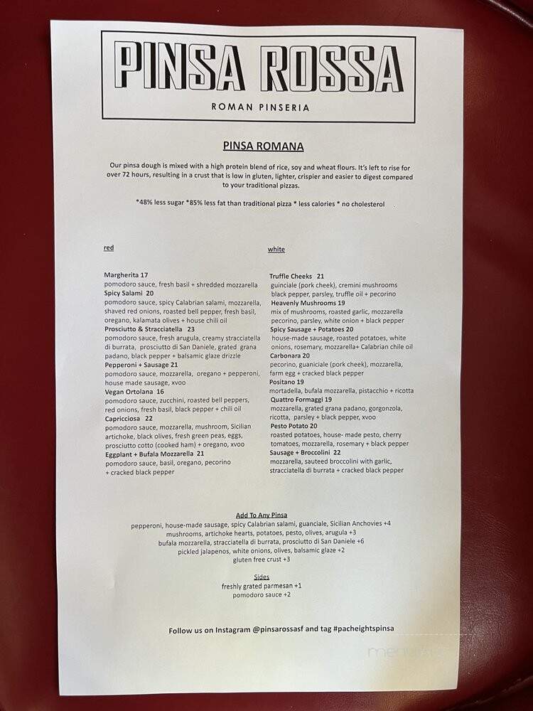 Pinsa Rossa - San Francisco, CA menu_pic