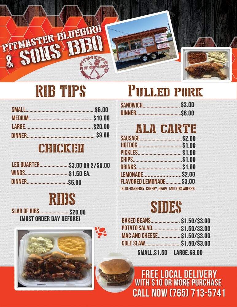 Pit Master BlueBird & Sons BBQ - Muncie, IN menu_pic