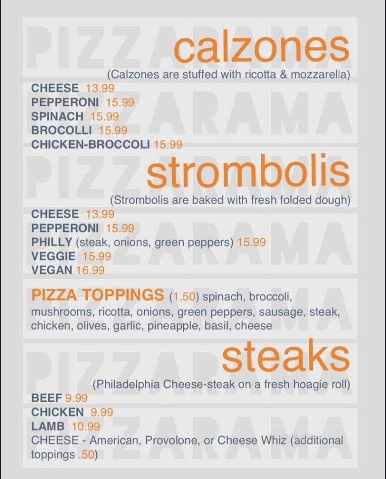 Pizzarama - Philadelphia, PA menu_pic