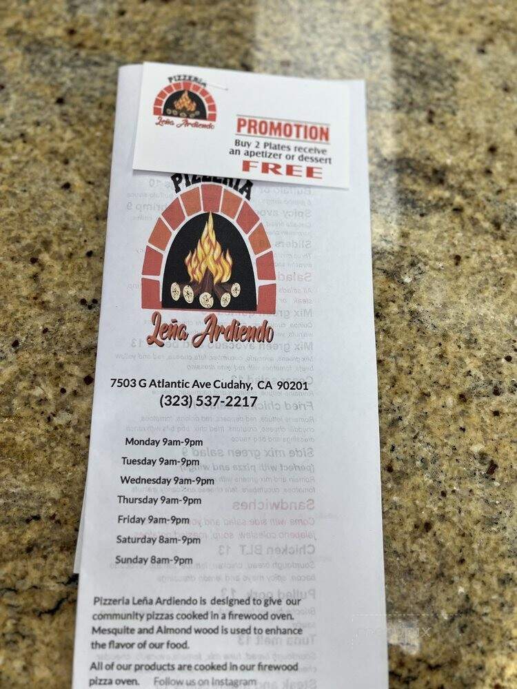 Pizzeria Lena Ardiendo - Bell, CA menu_pic