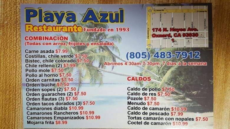 Playa Sol - Oxnard, CA menu_pic