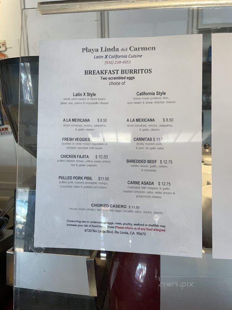 Playa Linda Del Carmen - Rio Linda, CA menu_pic