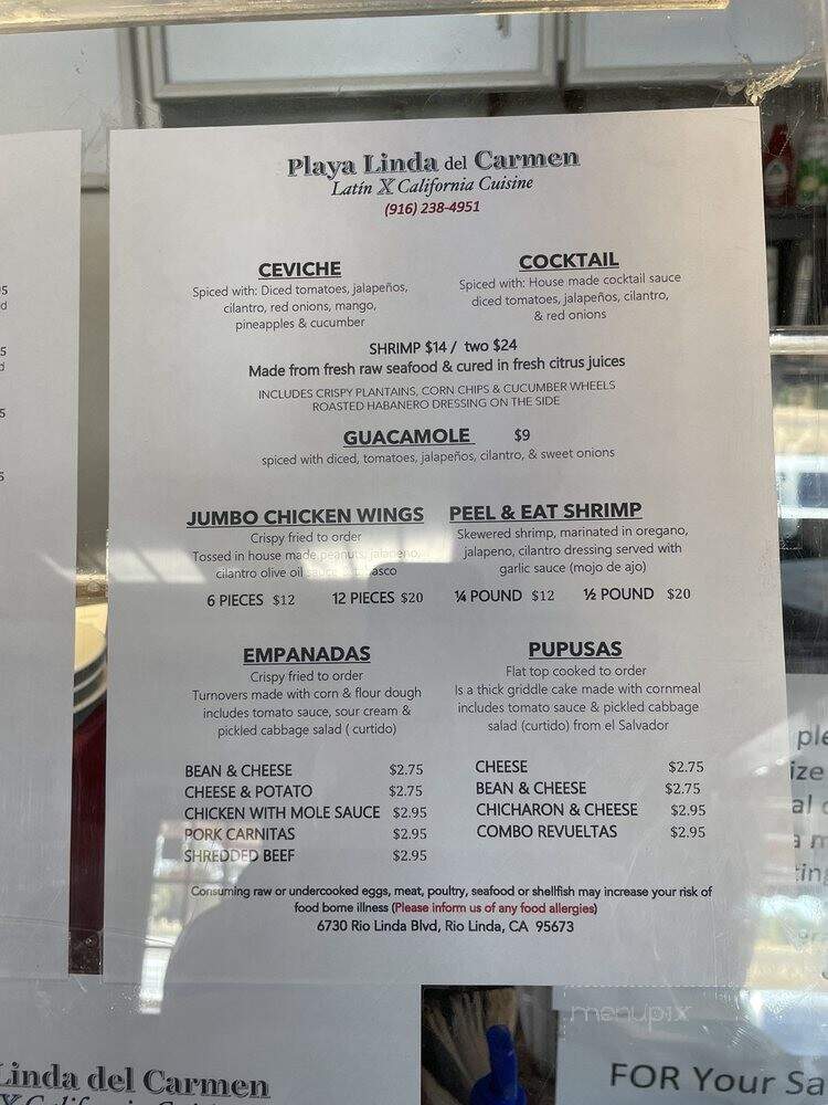 Playa Linda Del Carmen - Rio Linda, CA menu_pic