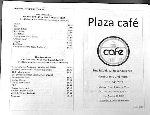 Plaza Cafe - Los Angeles, CA menu_pic