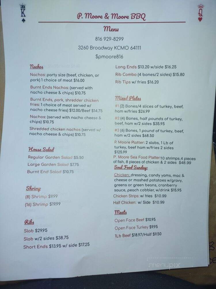 P. Moore & Moore BBQ - Kansas City, MO menu_pic