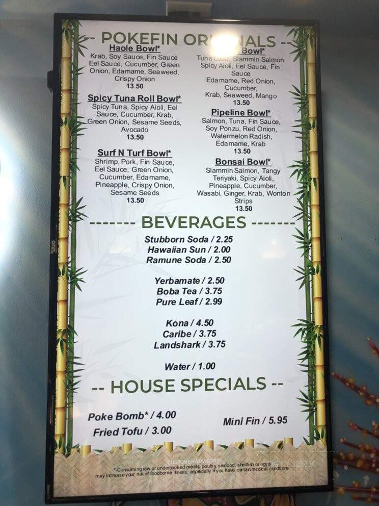 Poke Fin - Cocoa Beach, FL menu_pic