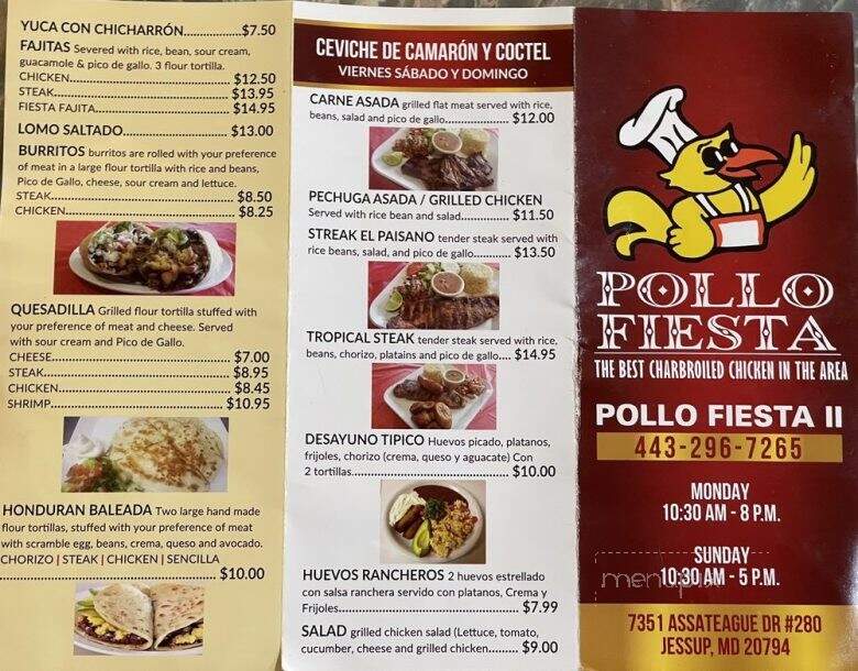 Pollo Fiesta - Jessup, MD menu_pic