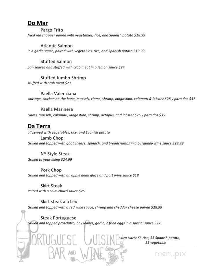 Portuguese Cuisine Bar and Wine - Rahway, NJ menu_pic