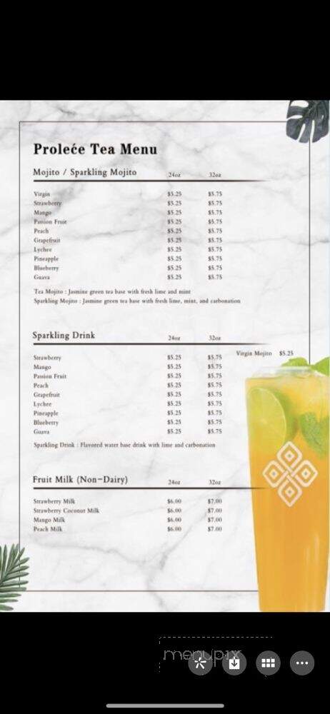 Prolece Tea - Pasadena, CA menu_pic